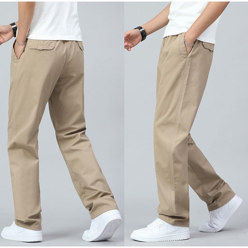 Katoenen Rechte Broek met Elastische Taille voor Heren - View 11