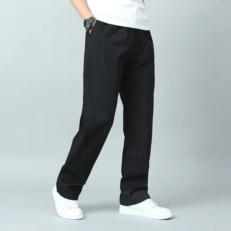 Katoenen Rechte Broek met Elastische Taille voor Heren