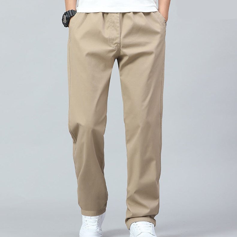 Katoenen Rechte Broek met Elastische Taille voor Heren - View 8