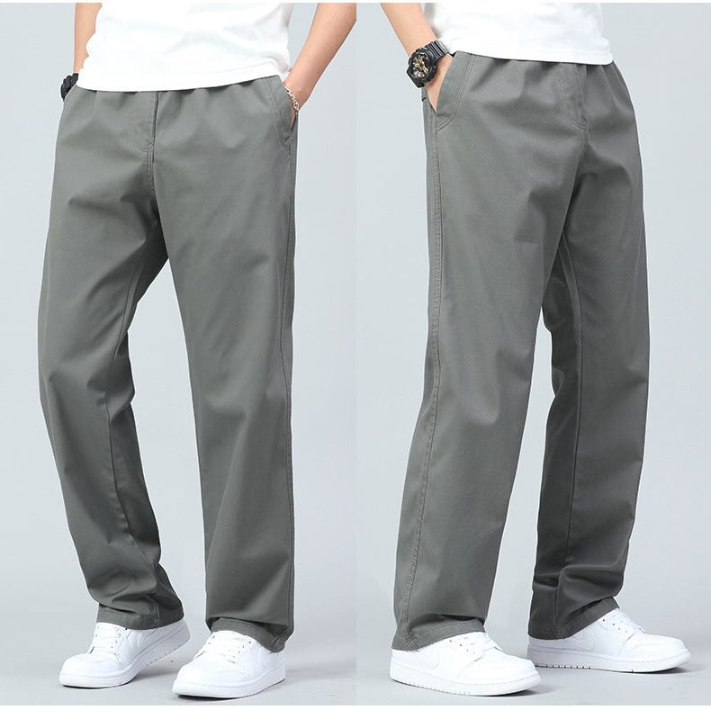 Katoenen Rechte Broek met Elastische Taille voor Heren - View 9