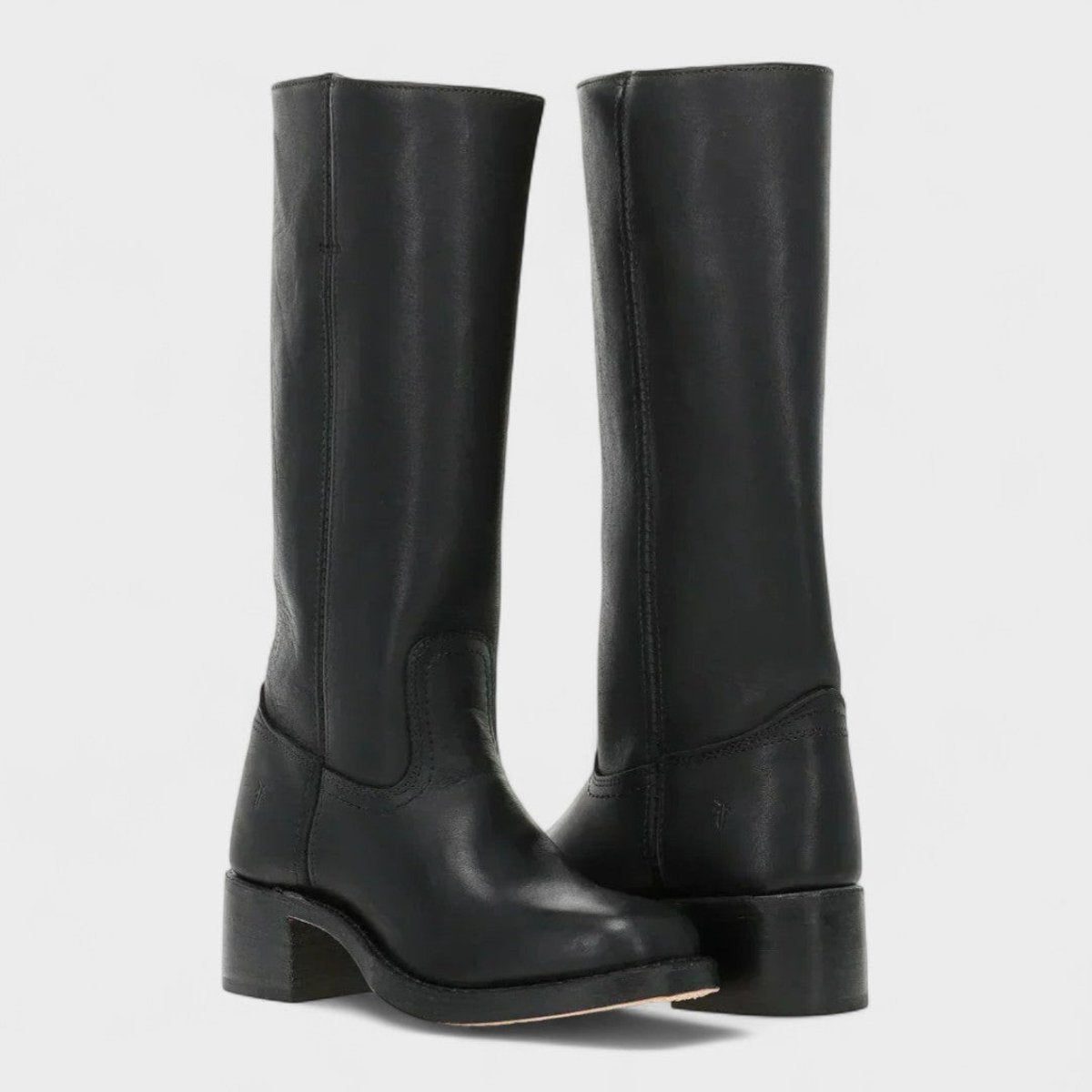 Kniehoge Leren Western Laarzen met Blokhak voor Dames - View 2