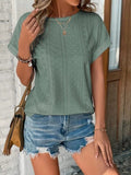 Korte Mouwen T-Shirt met Textuurpatroon voor Dames - View 4