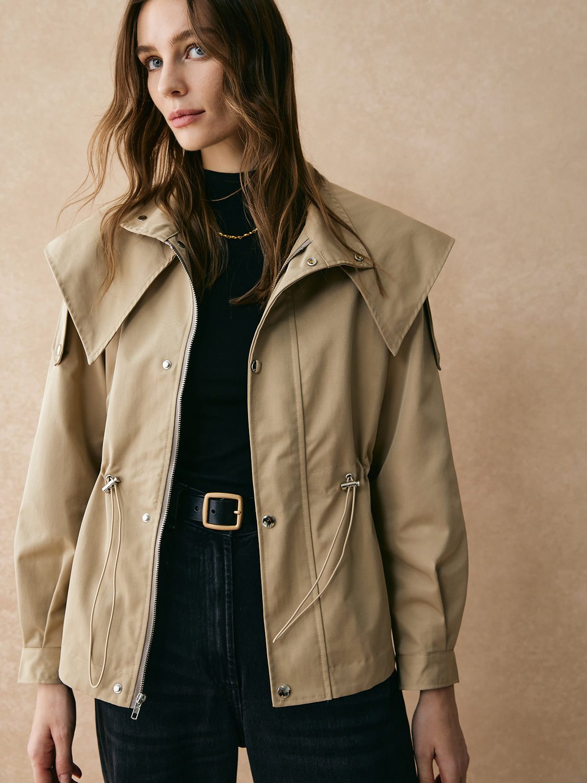 Korte Trenchcoat met Verstelbare Taille voor Dames