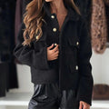 Korte Wollen Blazer voor Dames - Zwart