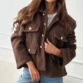 Korte Wollen Blazer voor Dames - Bruin