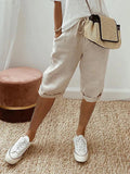 Melodie | Cropped Linen Chino Korte Broek met Steekzakken voor Dames