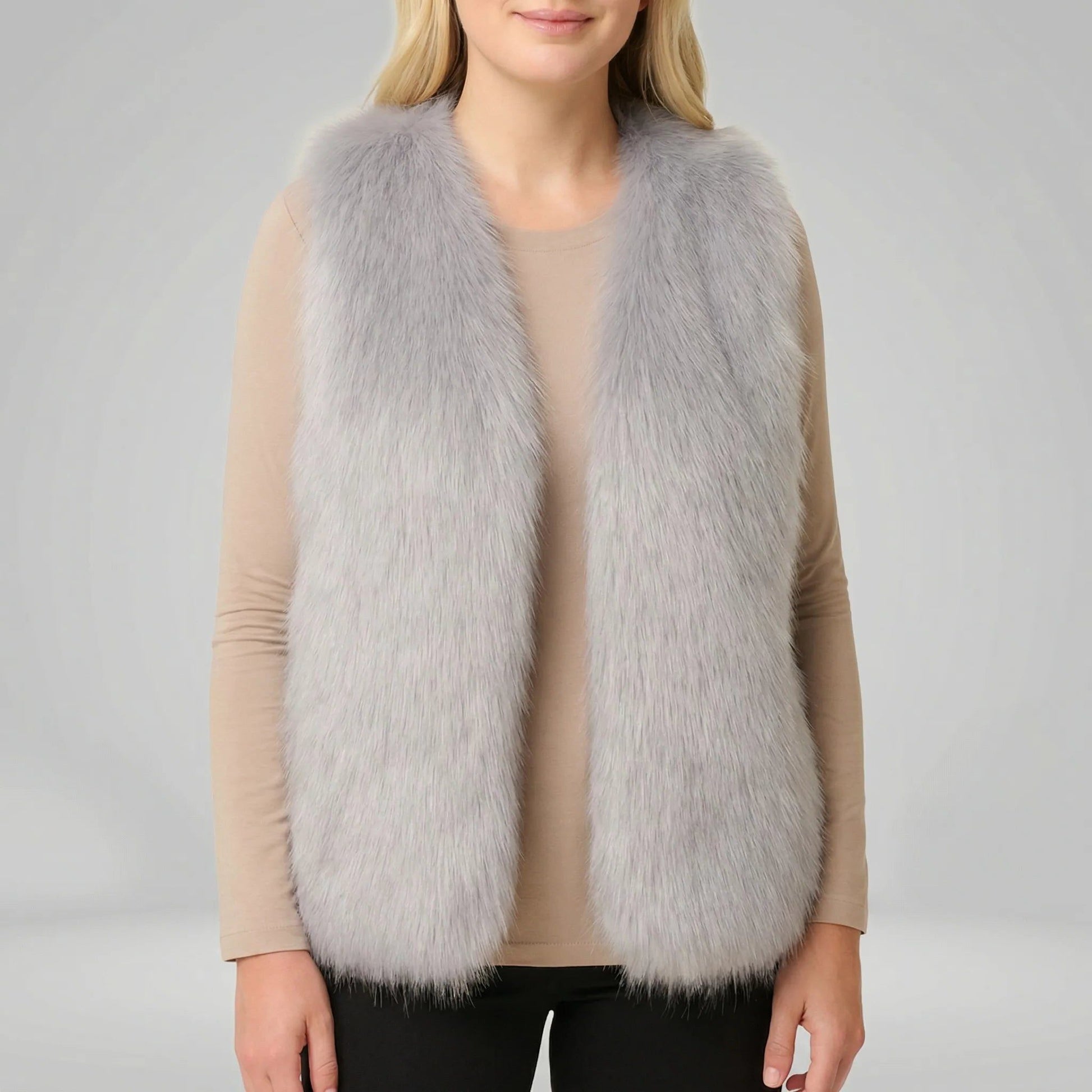 Kunstfellen Bodywarmer met Voering voor Dames - Grijs