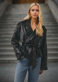 Kunstleren Korte Trenchcoat voor Dames