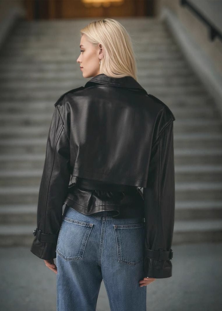 Kunstleren Korte Trenchcoat voor Dames - View 2