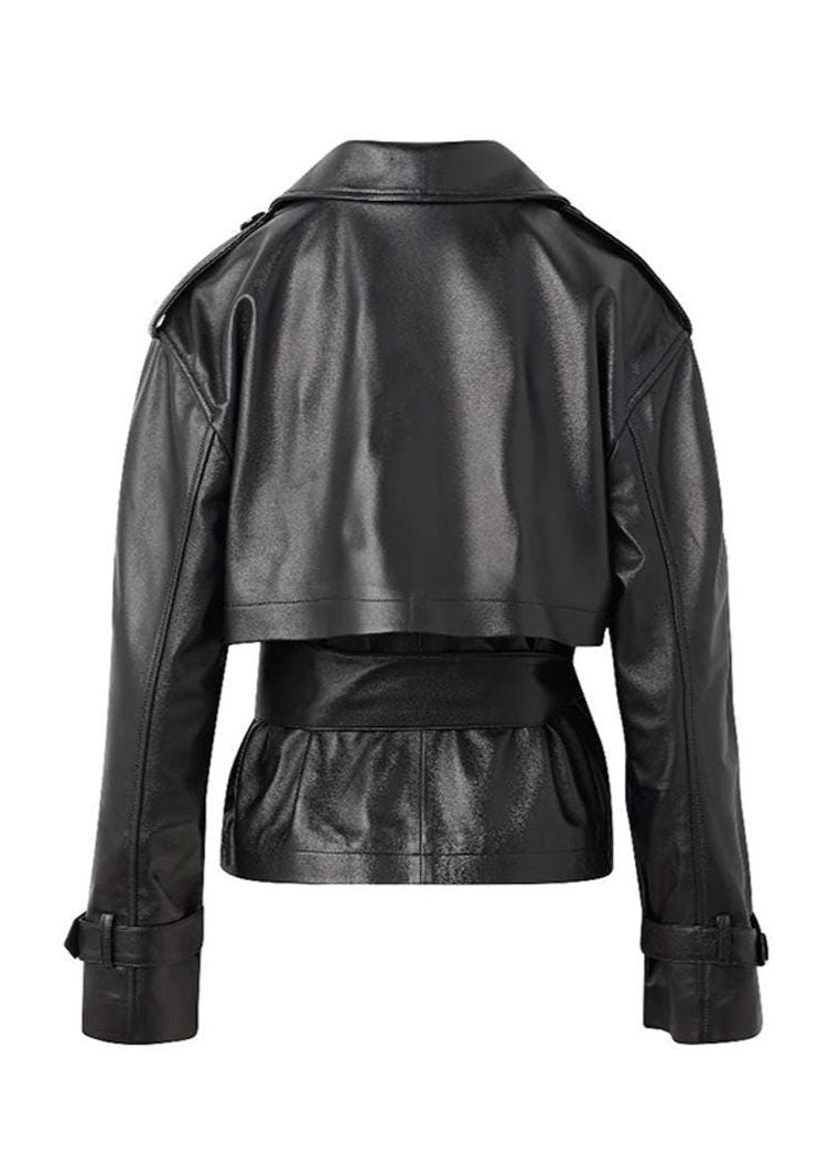 Kunstleren Korte Trenchcoat voor Dames - View 3