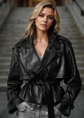 Kunstleren Korte Trenchcoat voor Dames - View 4