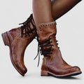 Lace-Up Enkellaarsjes met Blokhak voor Dames