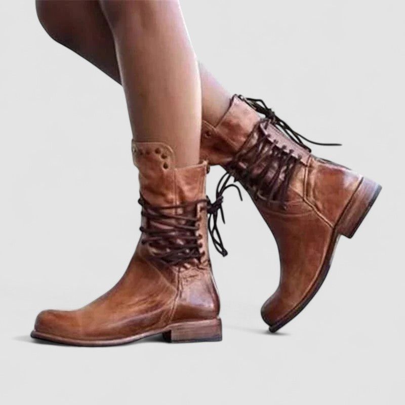 Lace-Up Enkellaarsjes met Blokhak voor Dames - View 4