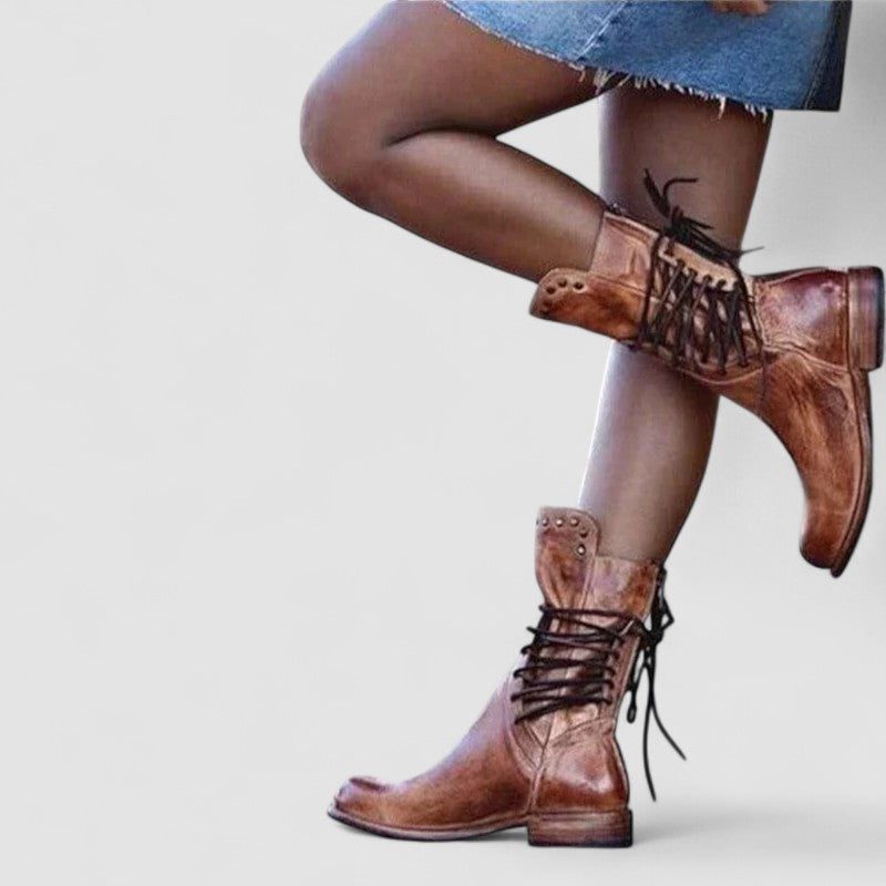 Lace-Up Enkellaarsjes met Blokhak voor Dames - View 5