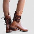 Lace-Up Enkellaarsjes met Blokhak voor Dames - View 7