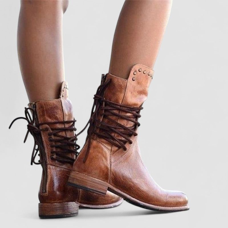 Lace-Up Enkellaarsjes met Blokhak voor Dames - View 7