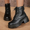 Lace-Up Platform Enkellaarsjes met Blokhak voor Dames - View 3