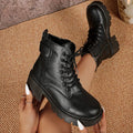 Lace-Up Platform Enkellaarsjes met Blokhak voor Dames - View 4