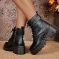 Lace-Up Platform Enkellaarsjes met Blokhak voor Dames - View 5