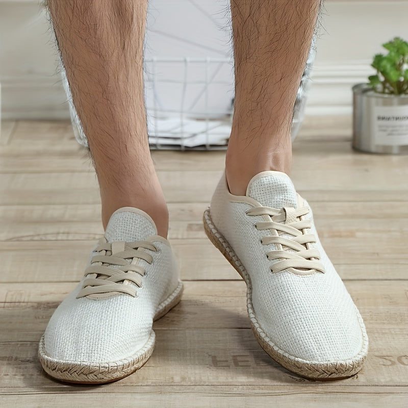 Lace-Up Woven Espadrilles voor Heren - Wit