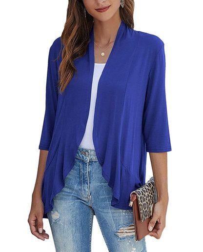 Lange Cardigan met Open Voorkant voor Dames - Koninklijk blauw