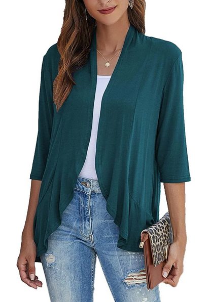 Lange Cardigan met Open Voorkant voor Dames - Groen