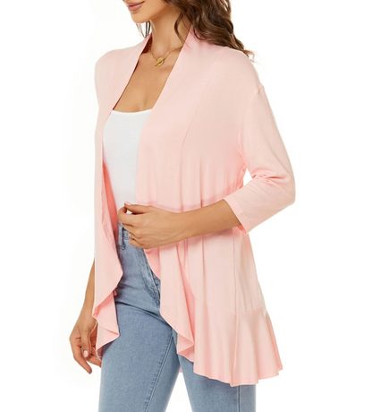 Lange Cardigan met Open Voorkant voor Dames - Roze