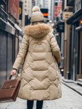 Lange Donzen Winterjas met Opstaande Kraag voor Dames - View 15