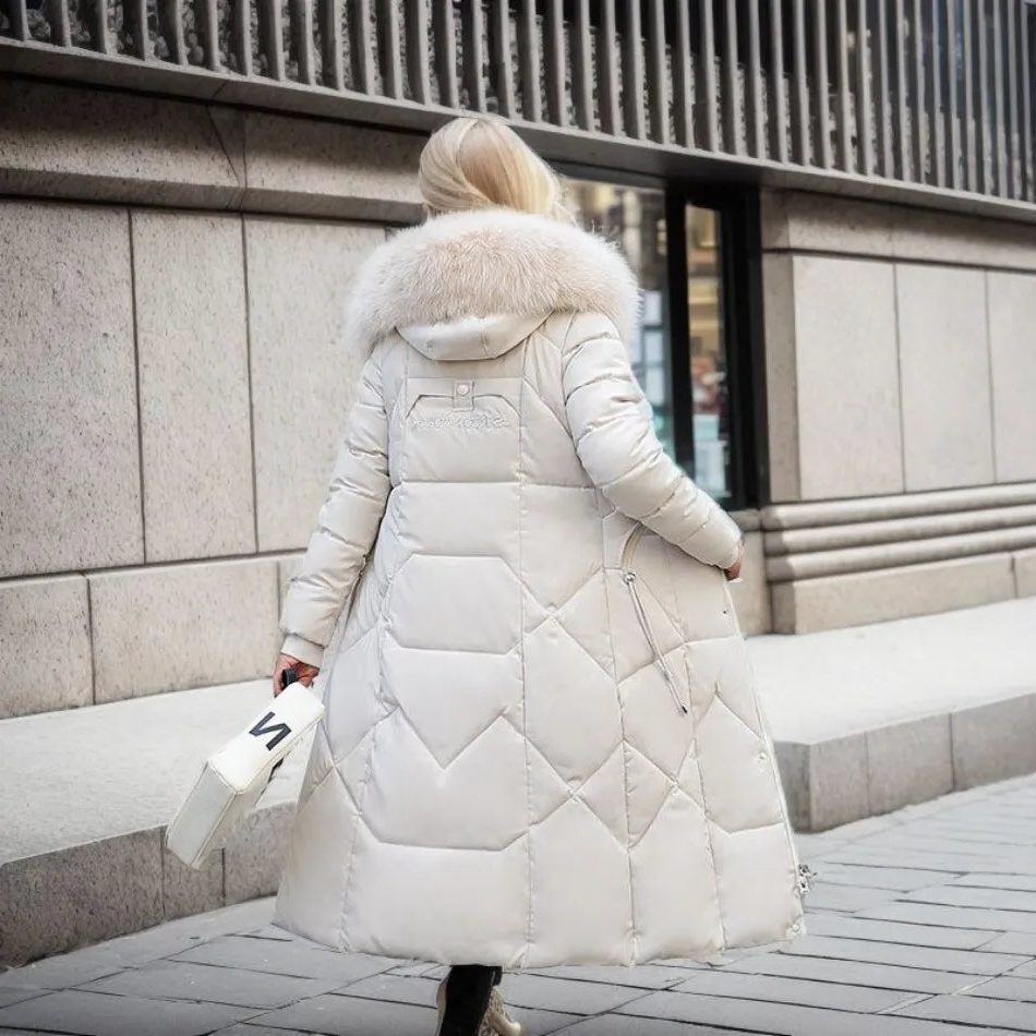 Lange Donzen Winterjas met Opstaande Kraag voor Dames - View 2