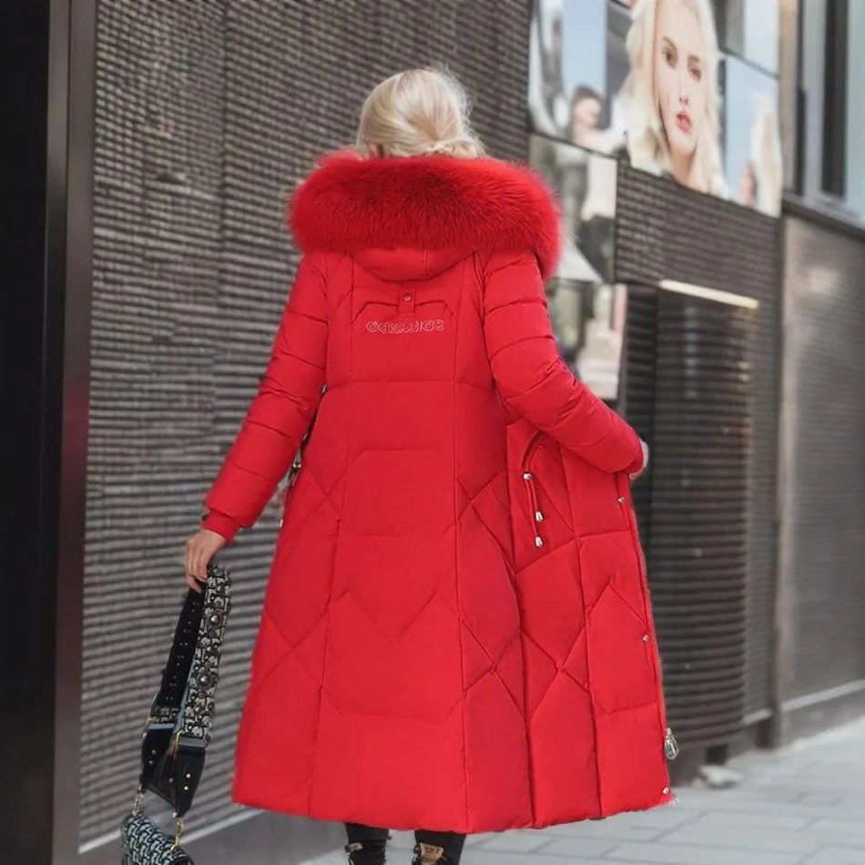 Lange Donzen Winterjas met Opstaande Kraag voor Dames - View 4