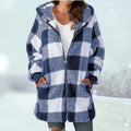 Lange Geruite Cardigan voor Dames - Blauw