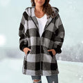 Lange Geruite Cardigan voor Dames - Grijs