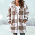 Lange Geruite Cardigan voor Dames - Khaki