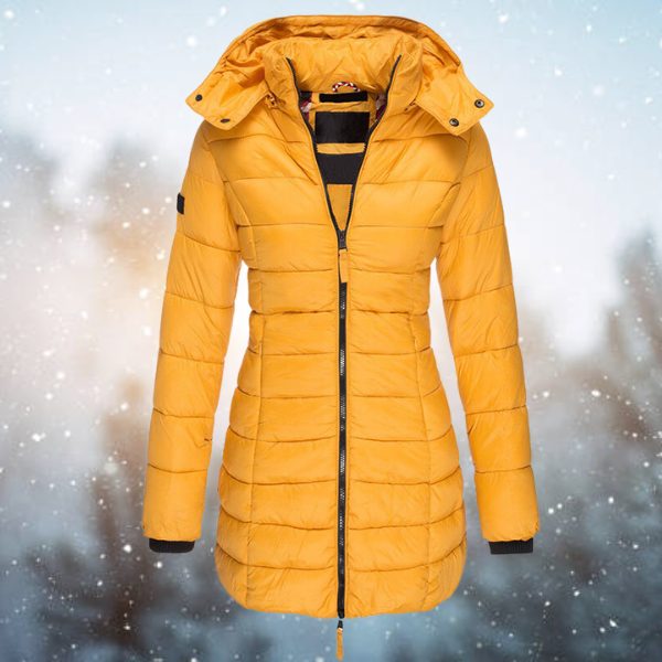 Lange Gestepte Winterjas met Capuchon voor Dames