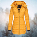 Lange Gestepte Winterjas met Capuchon voor Dames - Gelb