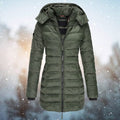 Lange Gestepte Winterjas met Capuchon voor Dames - Grün