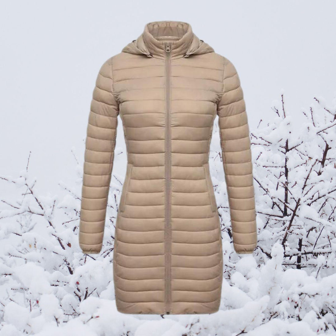 Lange Gewatteerde Parka met Capuchon voor Dames