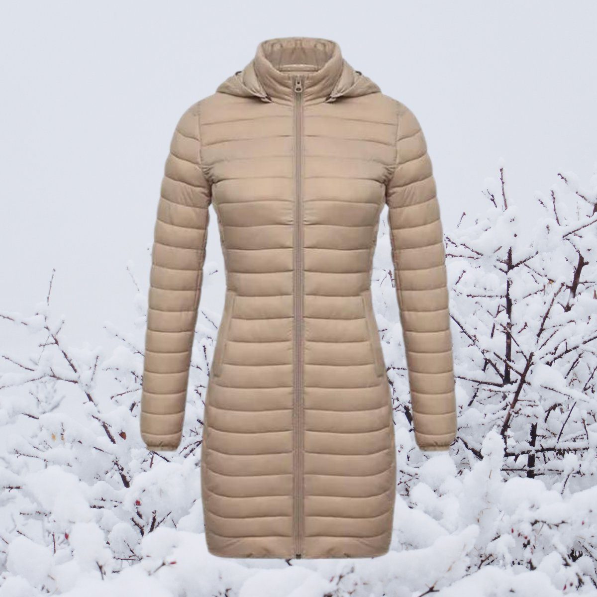 Lange Gewatteerde Parka met Capuchon voor Dames