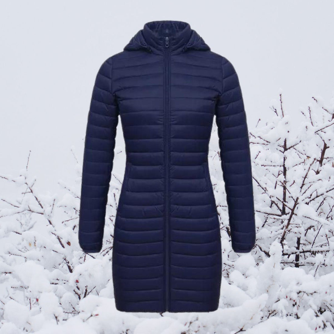 Lange Gewatteerde Parka met Capuchon voor Dames