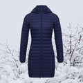 Lange Gewatteerde Parka met Capuchon voor Dames - Marine