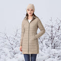 Lange Gewatteerde Parka met Capuchon voor Dames - Beige