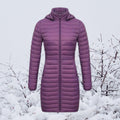 Lange Gewatteerde Parka met Capuchon voor Dames - Lila