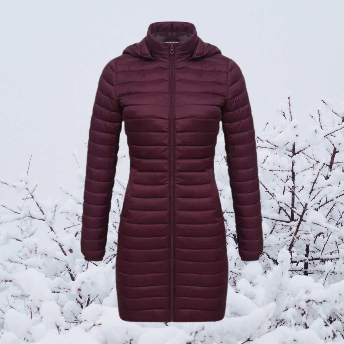 Lange Gewatteerde Parka met Capuchon voor Dames - View 6