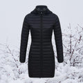 Lange Gewatteerde Parka met Capuchon voor Dames - Schwarz
