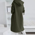 Lange Hoodie Jas met Ritssluiting voor Dames - Groen