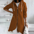 Lange Hoodie Jas met Ritssluiting voor Dames - Bruin