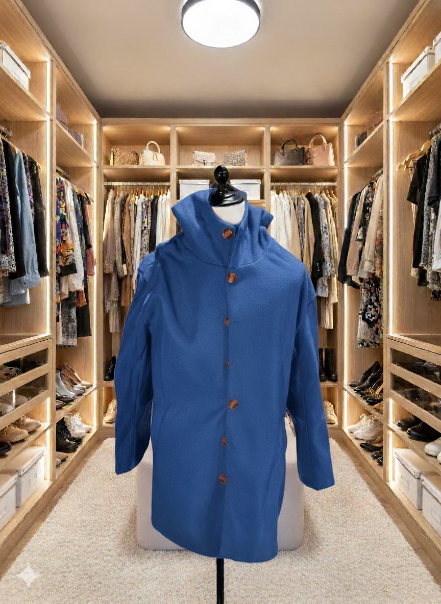 Lange Jas met Capuchon en Knoopsluiting voor Dames - View 2