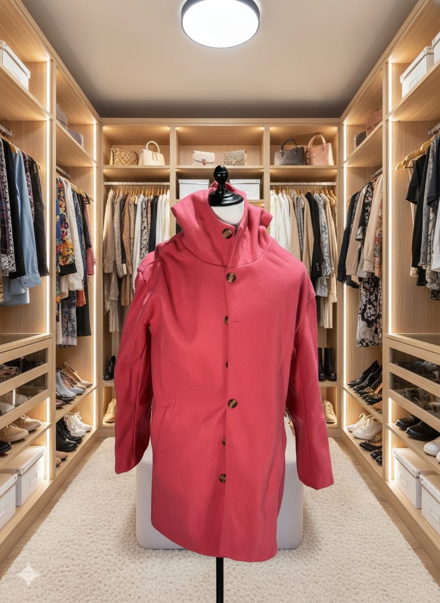 Lange Jas met Capuchon en Knoopsluiting voor Dames - View 3