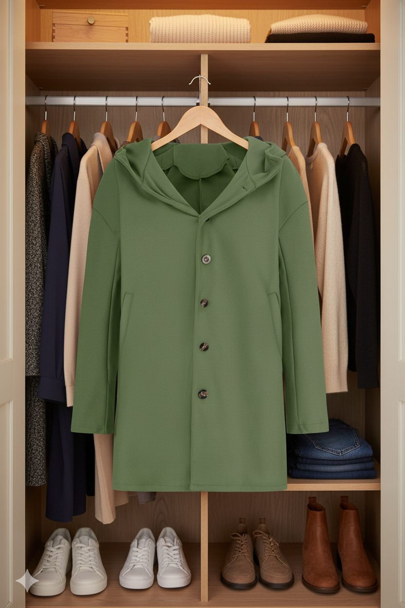 Lange Jas met Capuchon en Knoopsluiting voor Dames - View 5