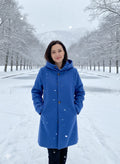 Lange Jas met Capuchon en Knoopsluiting voor Dames - Blau